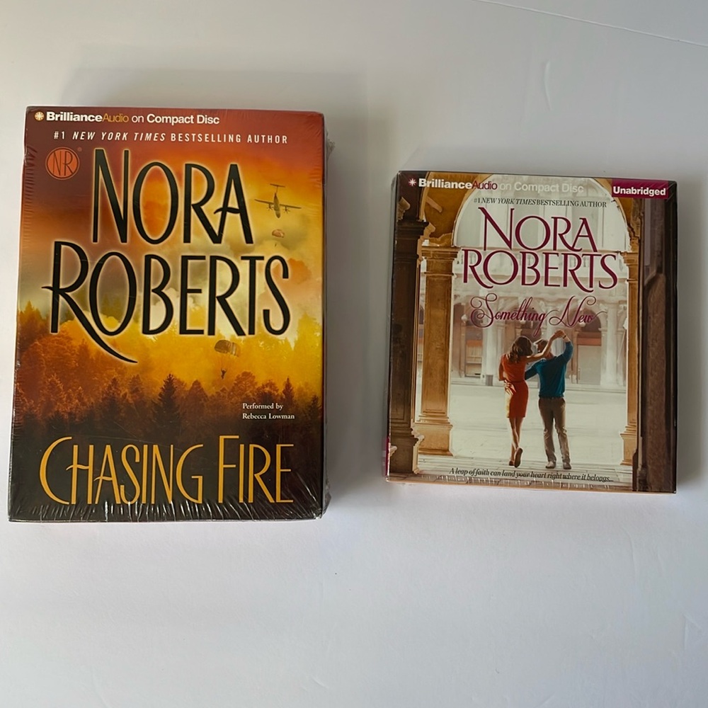 Nora Roberts 2 pkg bundle  CD's  NWT Chasing Fire  and Something New Audio